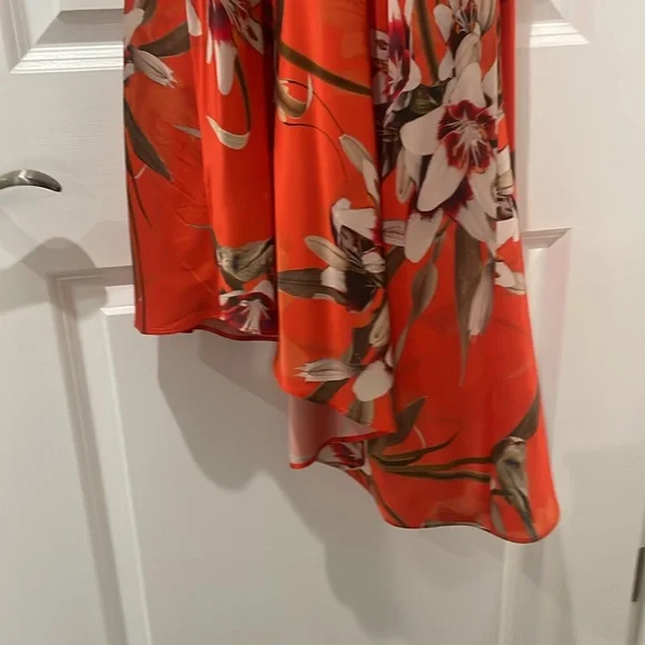 All saints beautiful orange asymmetrical floral dress size 8 - Picture 3 of 5